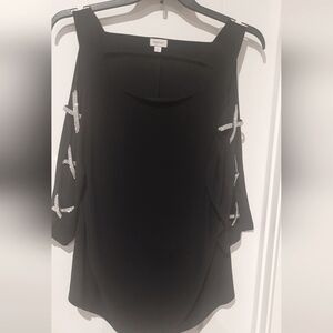 Black Blouse with Rhinestone Embellishments